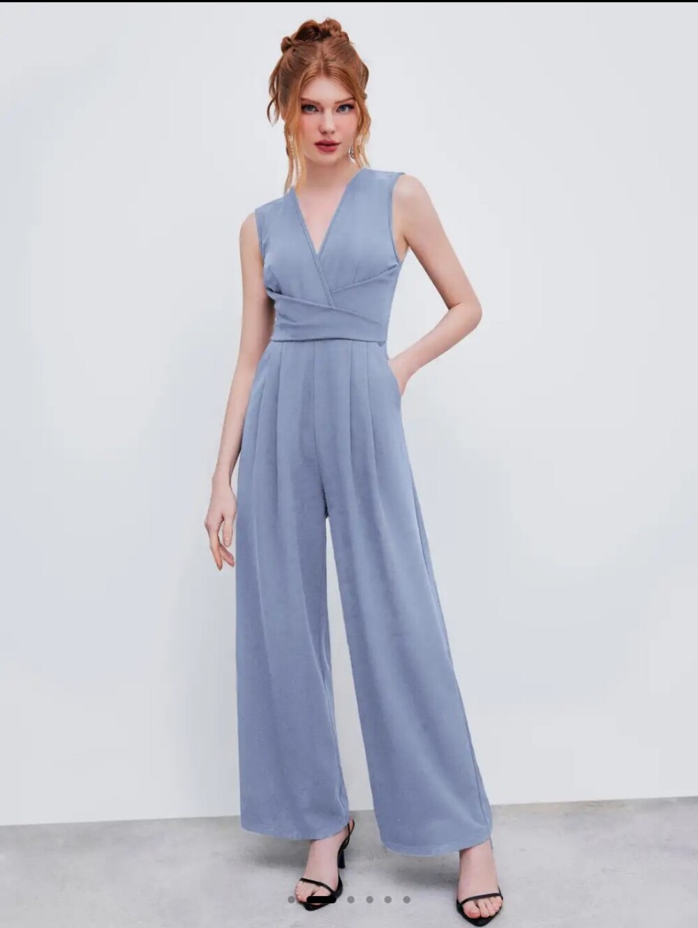 Cider XL Periwinkle Blue Romper Sleeveless With Front Detailing Belt